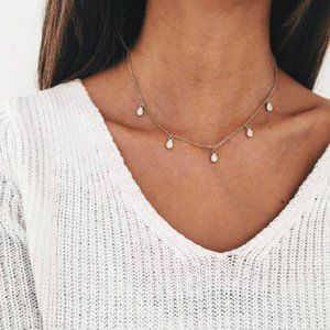 Trendy Gold Tone Pear Drop Necklace